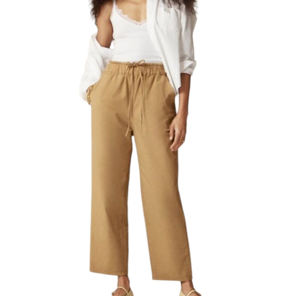 J. Crew Linen Blend Drawstring Pants in Tan